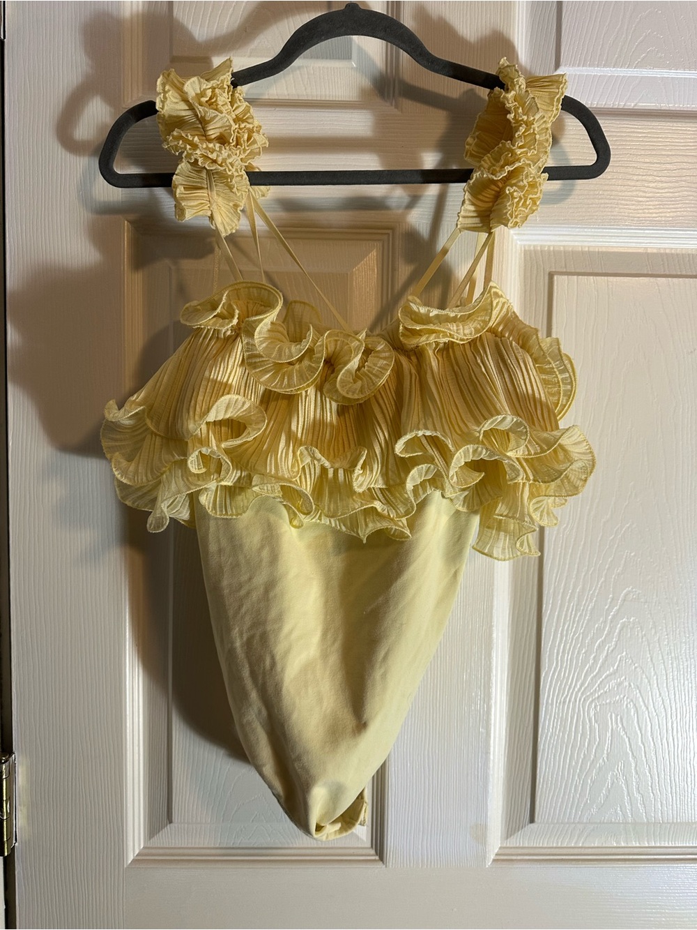Free People Pale Yellow Ruffled Chemise